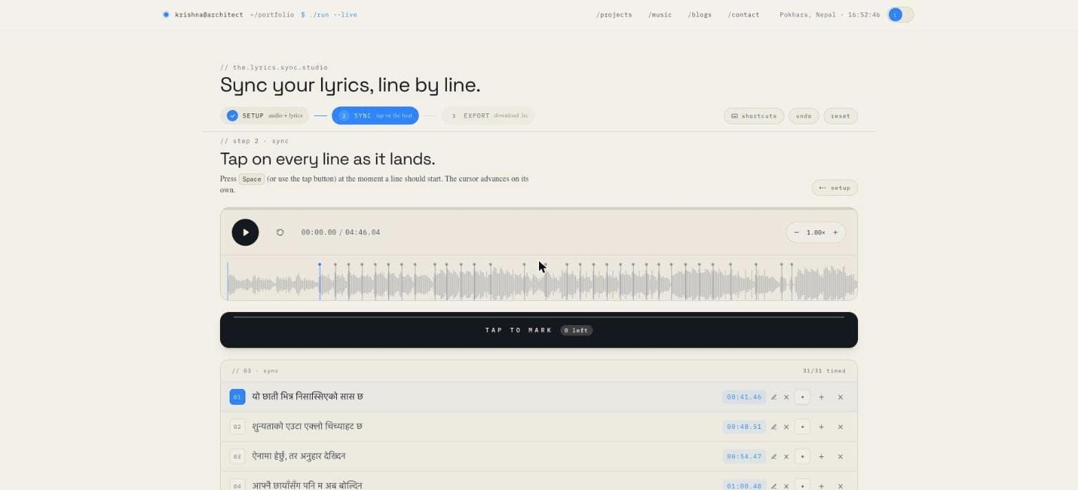 Lyrics Sync Studio — preview